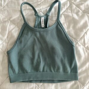 soucomfy blue seamless racerback crop tank top
